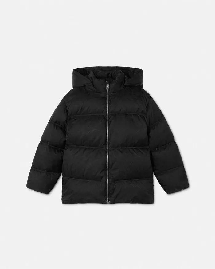 Versace Barocco Jacquard Puffer Jacket Black Kids Outerwear
