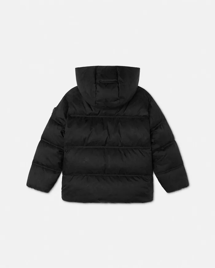 Versace Barocco Jacquard Puffer Jacket Black Kids Outerwear