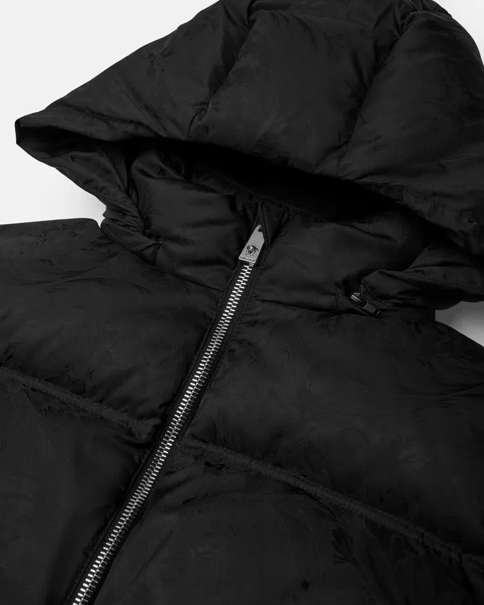 Versace Barocco Jacquard Puffer Jacket Black Kids Outerwear