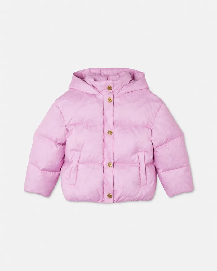 Versace Barocco Jacquard Puffer Jacket Pink Kids Outerwear