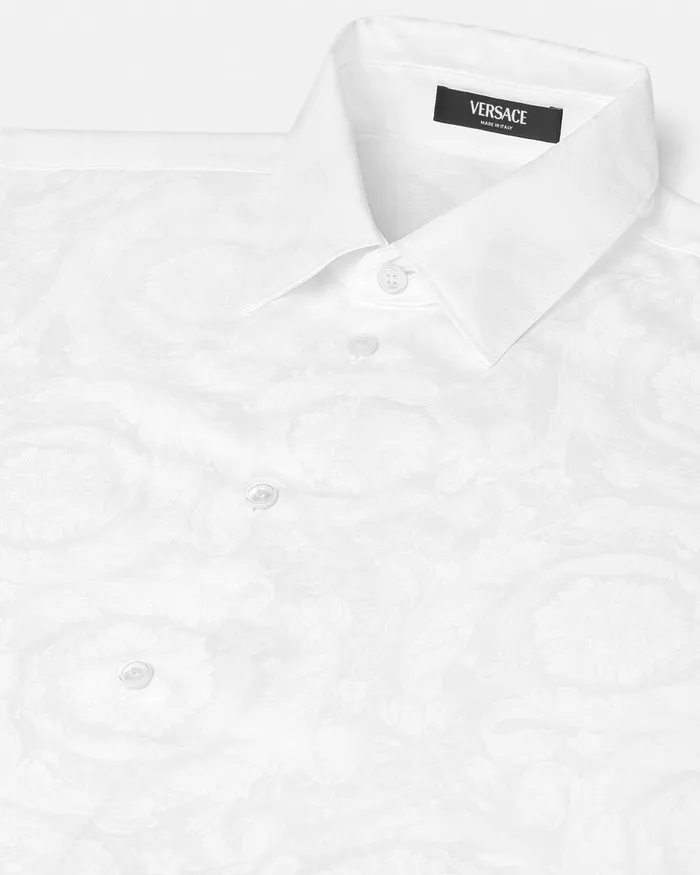 Versace Barocco Jacquard Shirt White Men Shirts