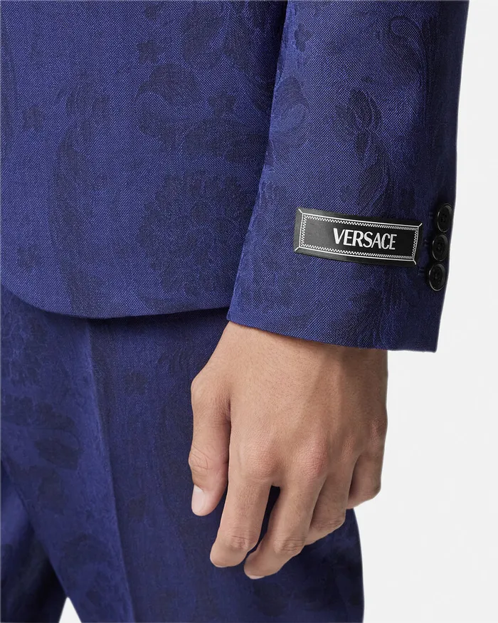 Versace Barocco Jacquard SingleBreasted Blazer Blue Men Blazers and Suits