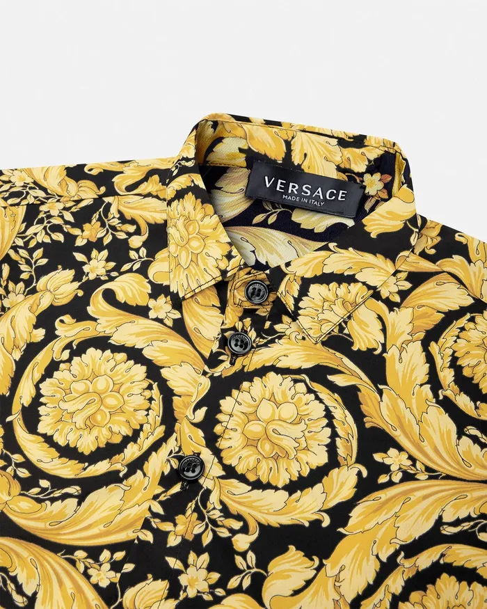 Versace Barocco Shirt Blackprint Kids Shirts