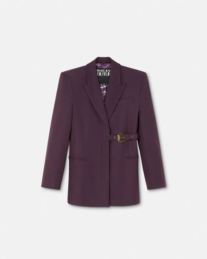 Versace Baroque Buckle Oversized Blazer Purple Women Jeans Couture