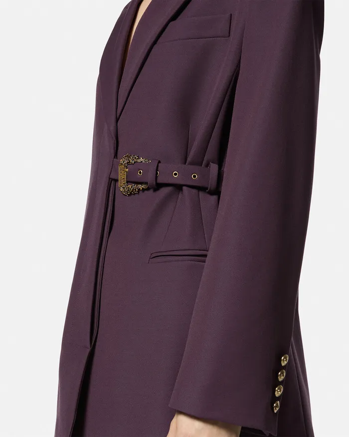 Versace Baroque Buckle Oversized Blazer Purple Women Jeans Couture