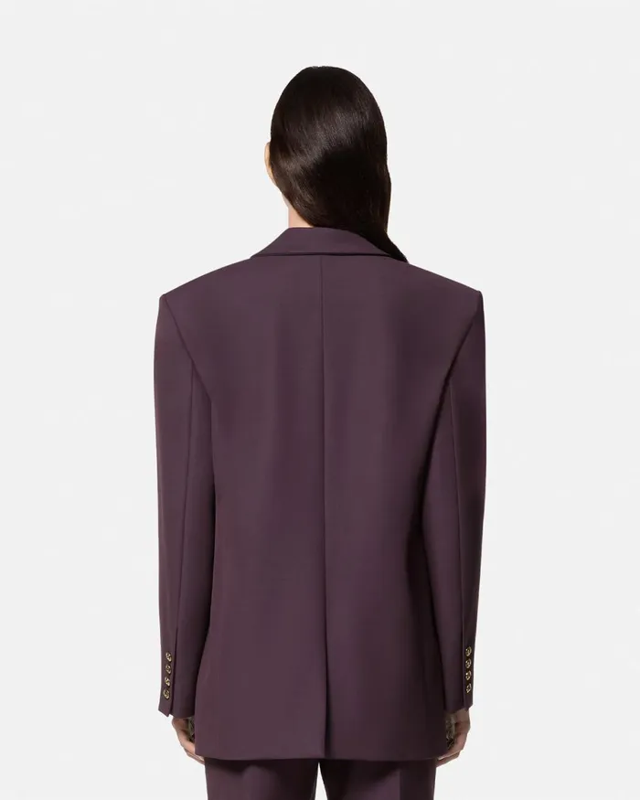 Versace Baroque Buckle Oversized Blazer Purple Women Jeans Couture
