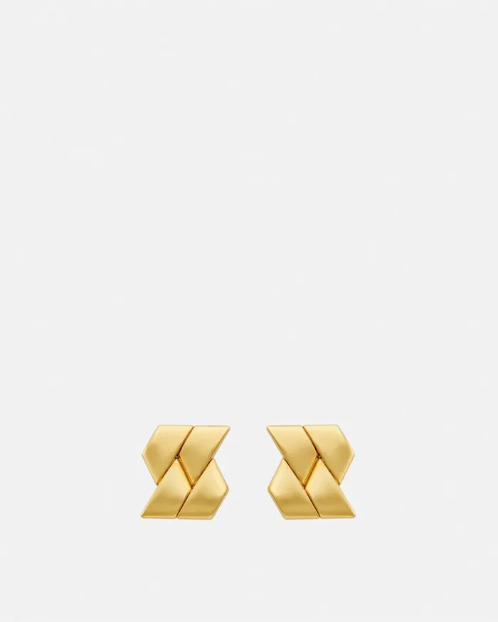 Versace Bind Stud Earrings Light Gold Women Earrings