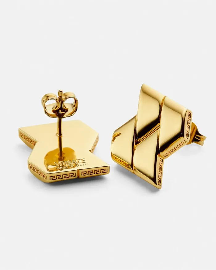Versace Bind Stud Earrings Light Gold Women Earrings