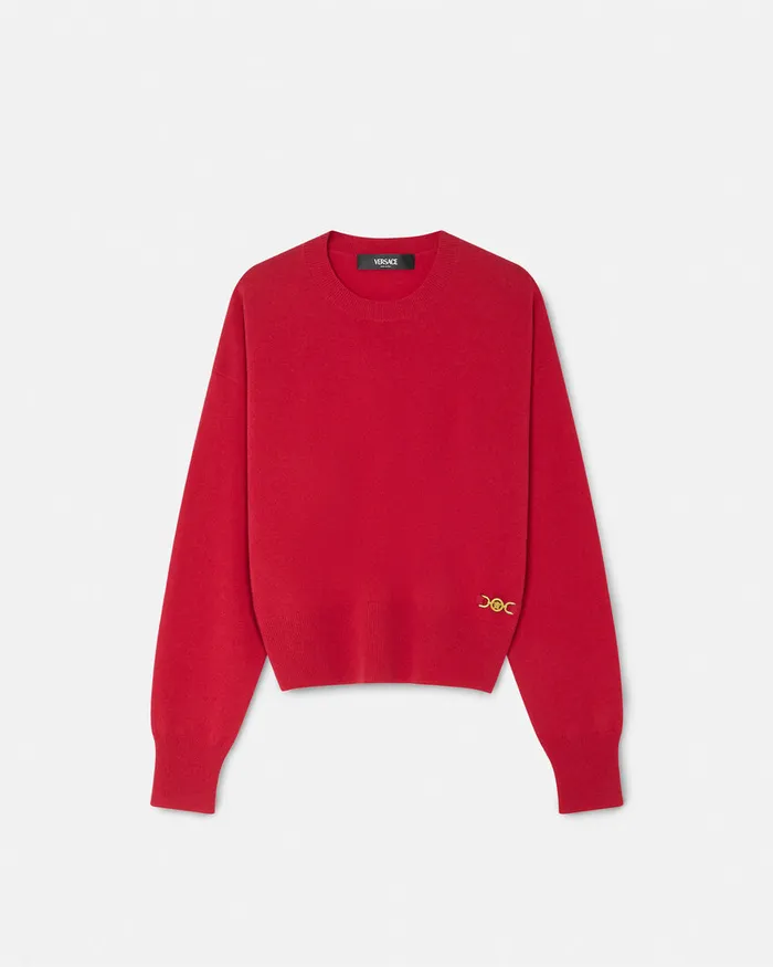 Versace CashmereBlend Knit Boxy Sweater Red Women Knitwear