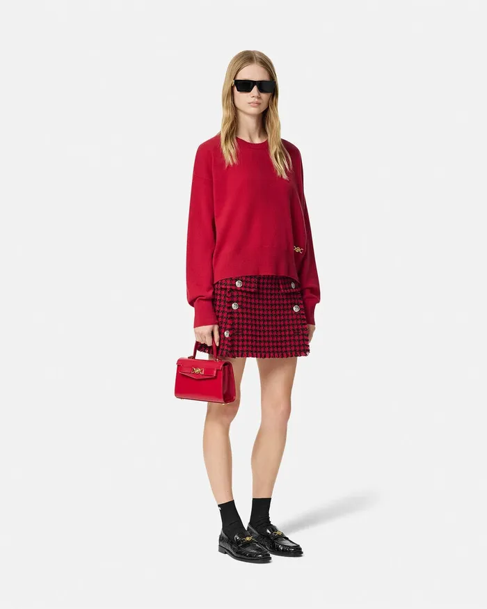 Versace CashmereBlend Knit Boxy Sweater Red Women Knitwear