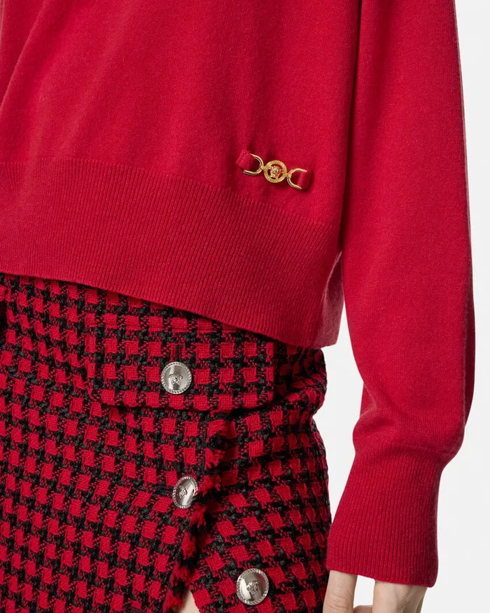 Versace CashmereBlend Knit Boxy Sweater Red Women Knitwear