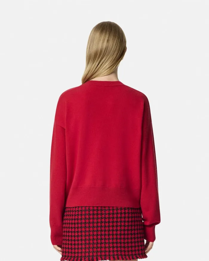 Versace CashmereBlend Knit Boxy Sweater Red Women Knitwear