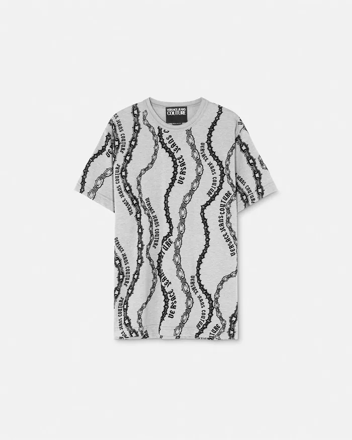Versace Chain Couture RegularFit TShirt Gray Men Jeans Couture