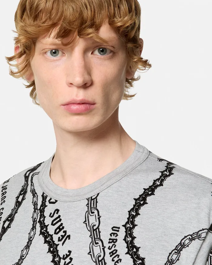 Versace Chain Couture RegularFit TShirt Gray Men Jeans Couture