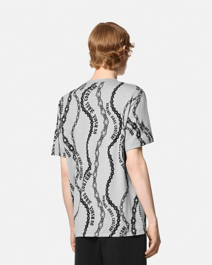 Versace Chain Couture RegularFit TShirt Gray Men Jeans Couture