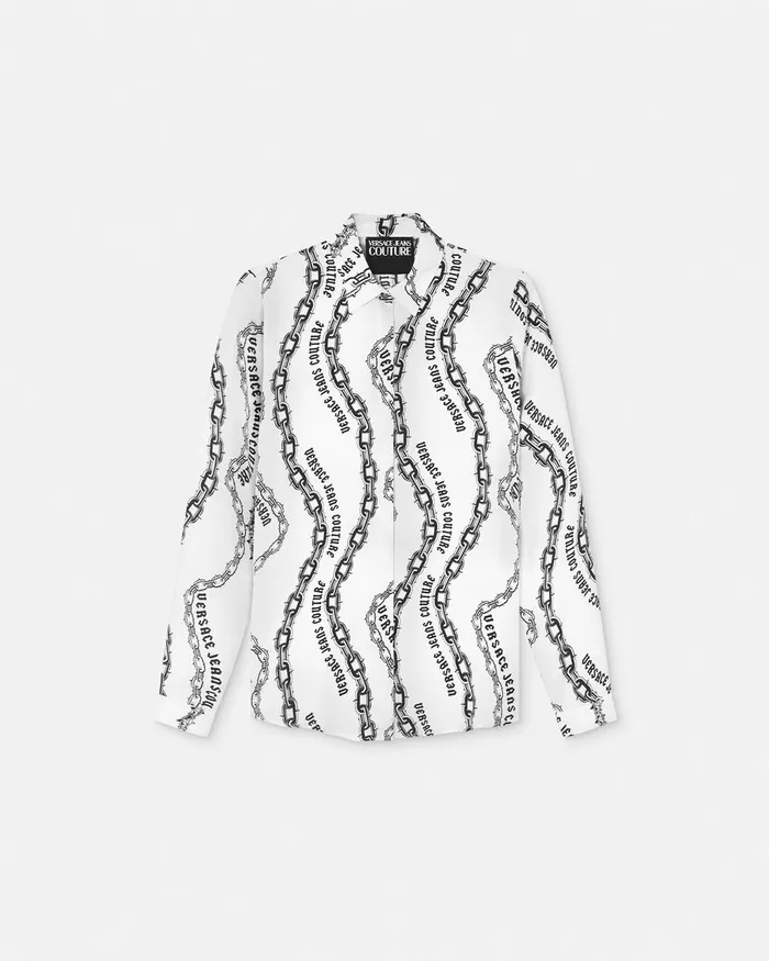 Versace Chain Couture Shirt Whiteprint Women Jeans Couture