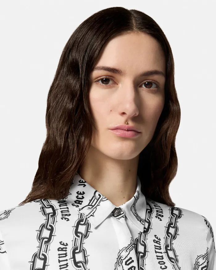 Versace Chain Couture Shirt Whiteprint Women Jeans Couture