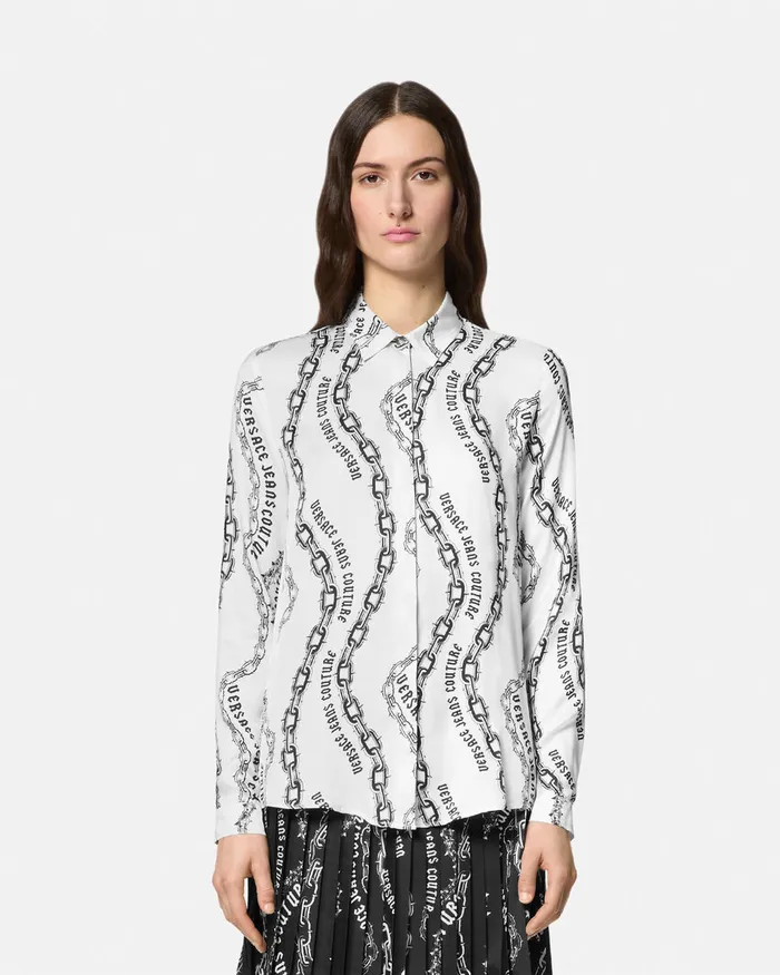 Versace Chain Couture Shirt Whiteprint Women Jeans Couture