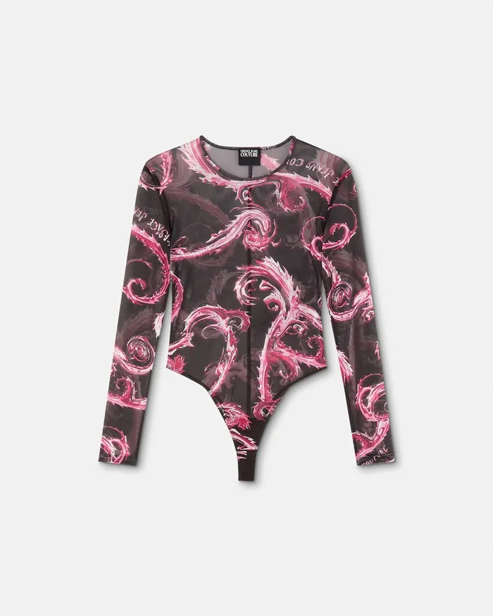 Versace Chromo Couture Mesh Bodysuit Blackpink Women Jeans Couture