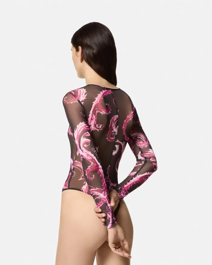 Versace Chromo Couture Mesh Bodysuit Blackpink Women Jeans Couture