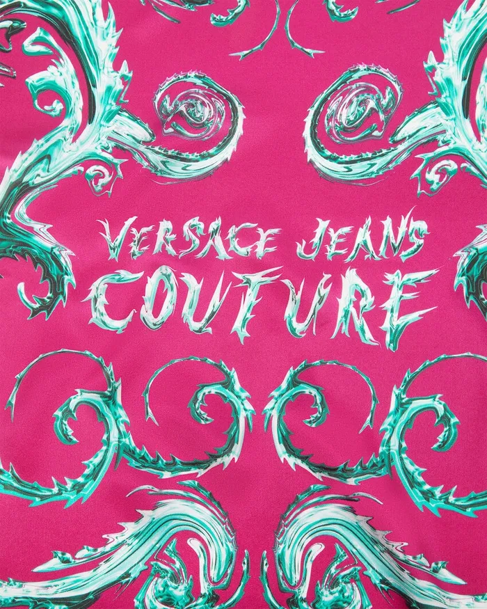 Versace Chromo Couture Silk Foulard 90 Cm Fuchsia Women Jeans Couture