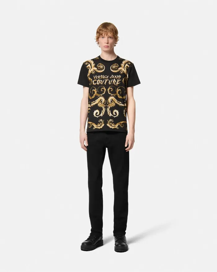 Versace Chromo Couture SlimFit TShirt Blackgold Men Jeans Couture