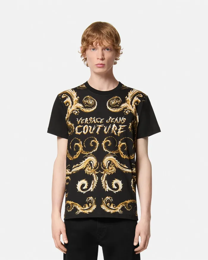 Versace Chromo Couture SlimFit TShirt Blackgold Men Jeans Couture