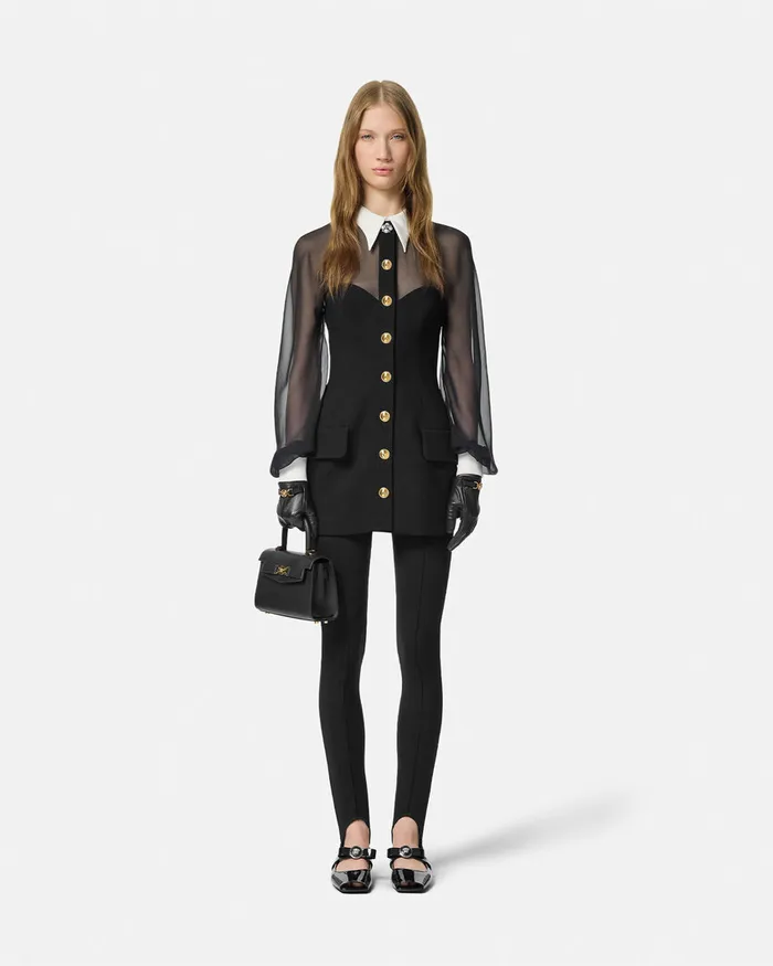 Versace ContrastCollar Bustier Mini Dress Black Women Dresses
