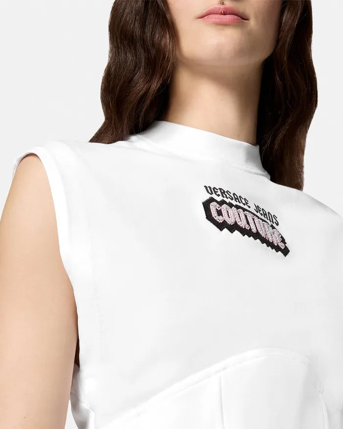 Versace Corset Top Whiteprint Women Jeans Couture