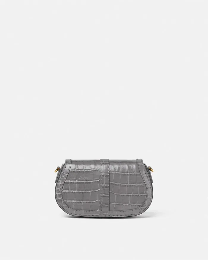Versace CrocEffect Greca Goddess Shoulder Bag Gray Women Greca Goddess