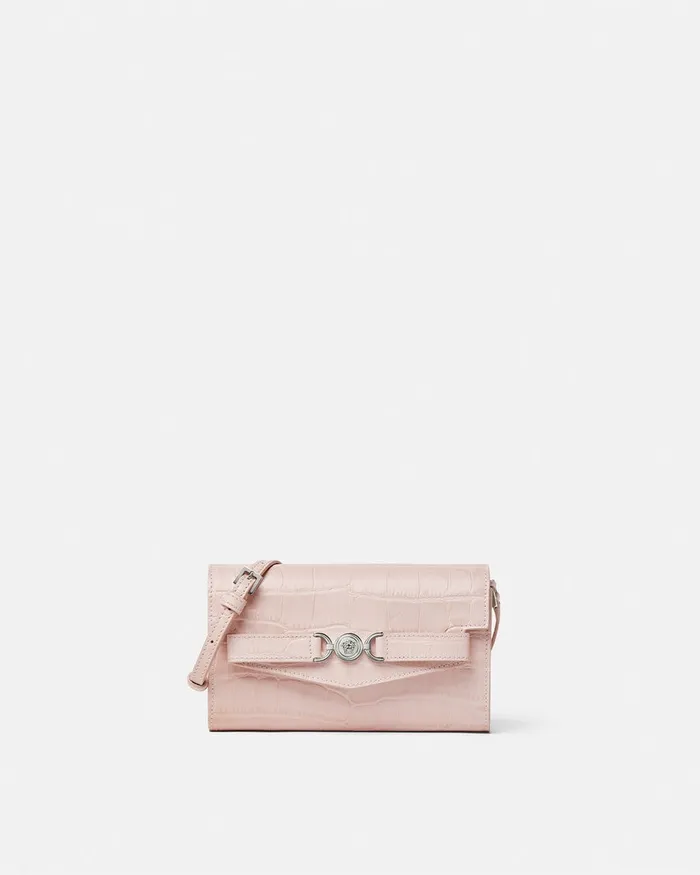 Versace CrocEffect Medusa 03995 Crossbody Bag Light Pink Women Mini Bags and Clutches