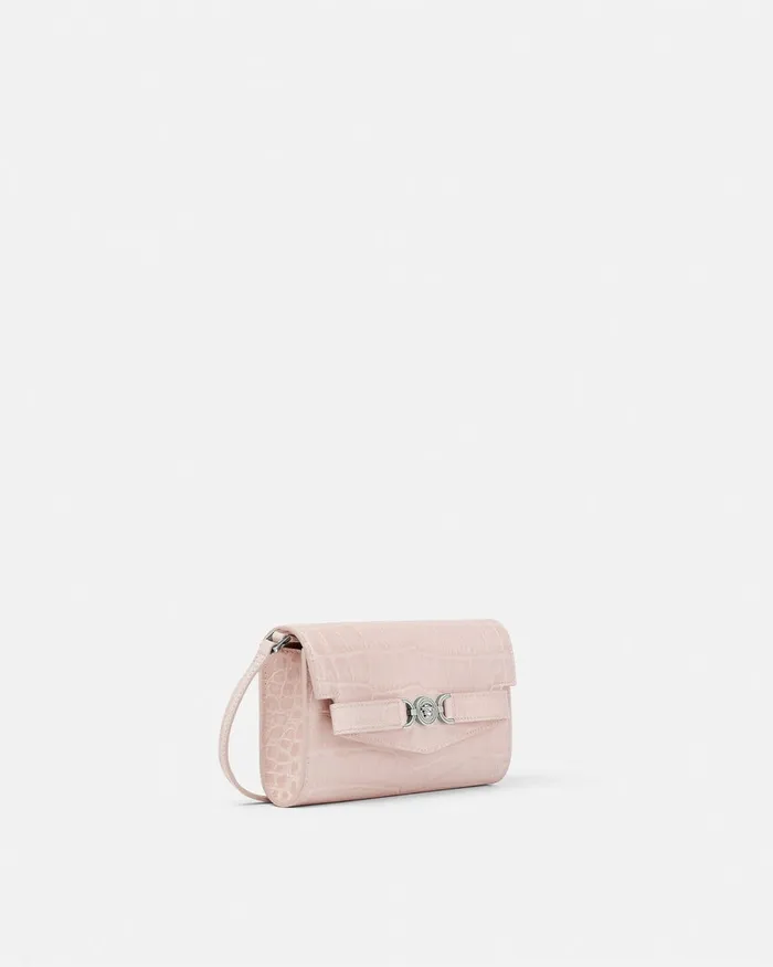 Versace CrocEffect Medusa 03995 Crossbody Bag Light Pink Women Mini Bags and Clutches