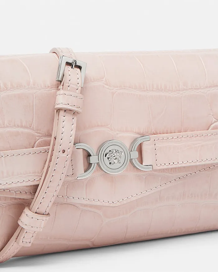 Versace CrocEffect Medusa 03995 Crossbody Bag Light Pink Women Mini Bags and Clutches