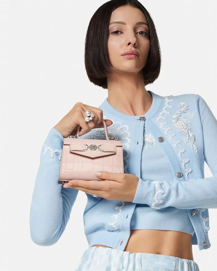 Versace CrocEffect Medusa 03995 Mini Bag Light Pink Women Top Handle