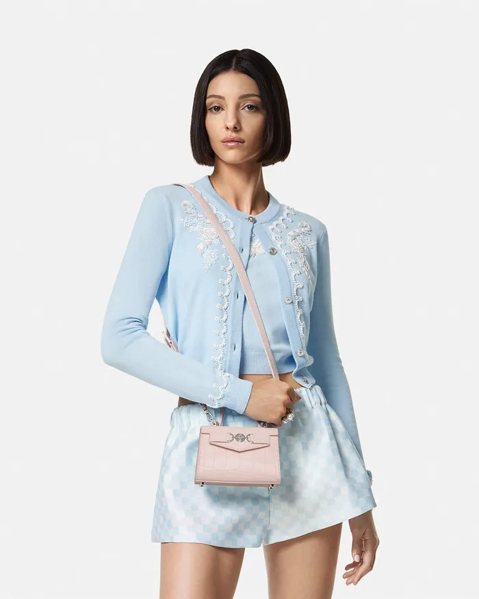 Versace CrocEffect Medusa 03995 Mini Bag Light Pink Women Top Handle