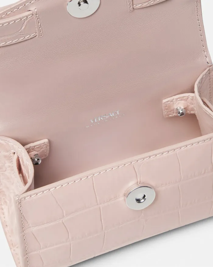 Versace CrocEffect Medusa 03995 Mini Bag Light Pink Women Top Handle
