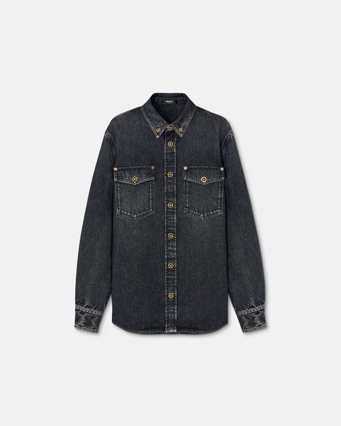 Versace Denim Overshirt Black Men Shirts