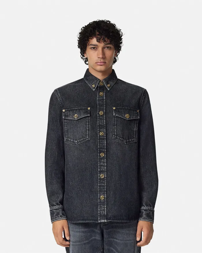 Versace Denim Overshirt Black Men Shirts
