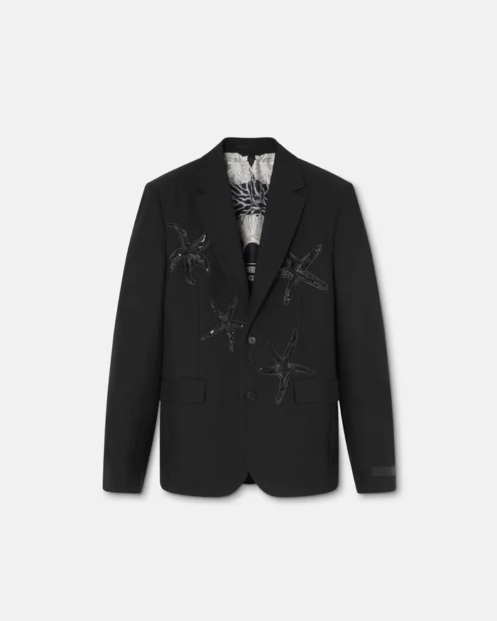 Versace Embellished MohairBlend Blazer Black Men Blazers and Suits