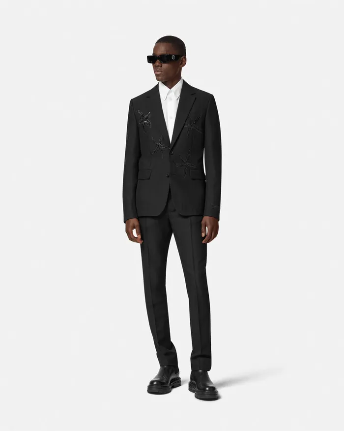 Versace Embellished MohairBlend Blazer Black Men Blazers and Suits
