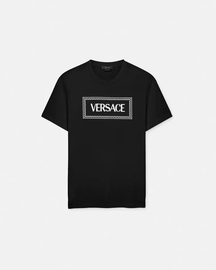 Versace Embroidered 03990s Vintage Logo TShirt Black Men TShirts and Polos