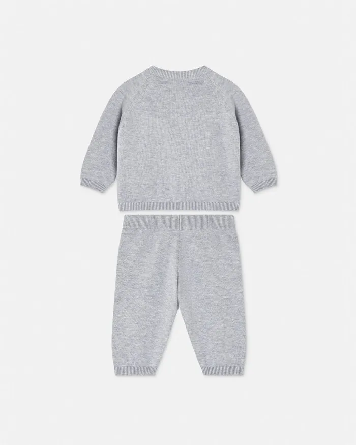 Versace Embroidered Medusa Baby Knit Set Gray Kids Gift Sets