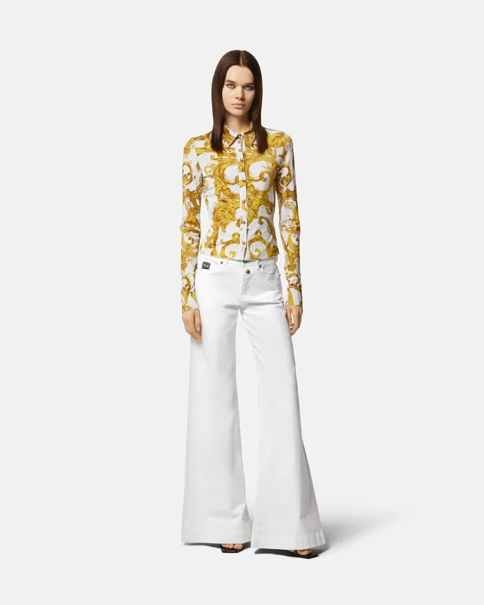 Versace Flared Jeans Whiteprint Women Jeans Couture