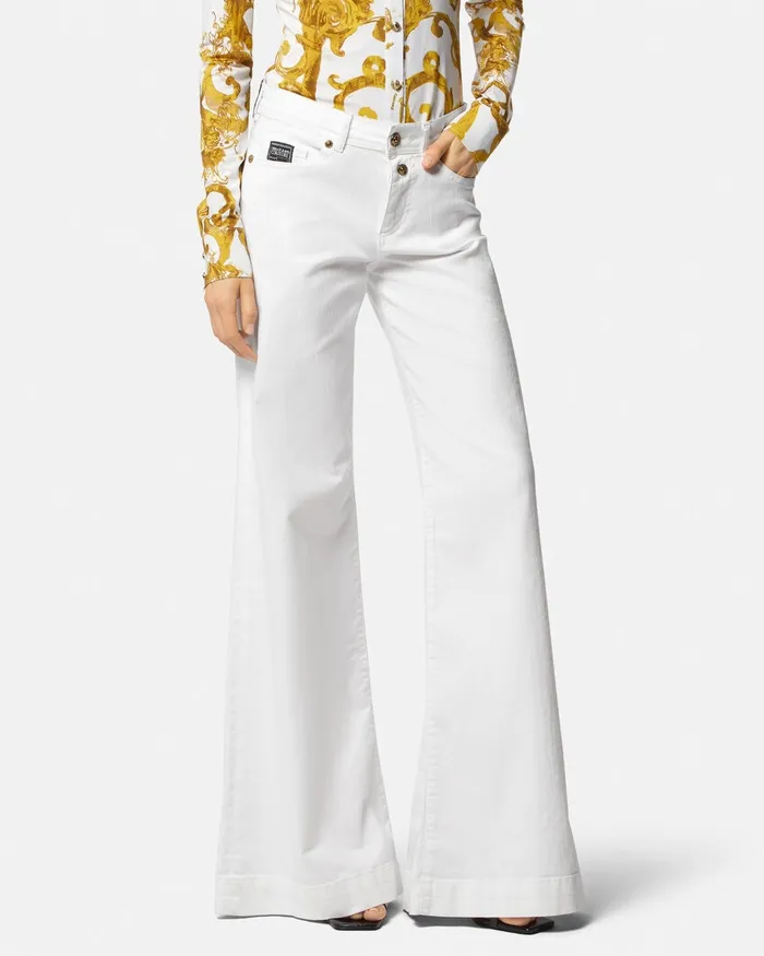 Versace Flared Jeans Whiteprint Women Jeans Couture