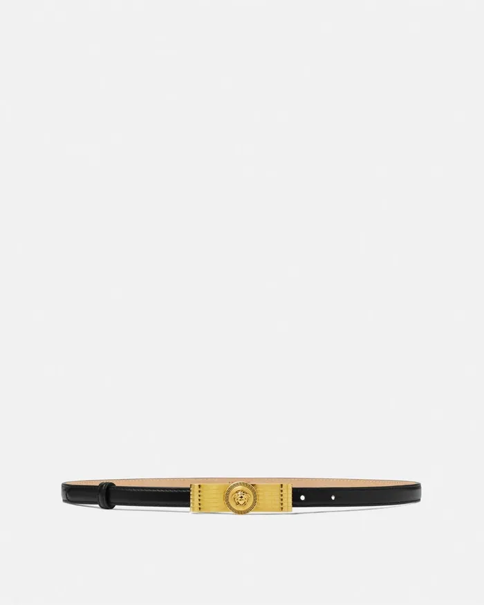 Versace Gianni Ribbon Leather Belt 06034 Blackgold Women Belts