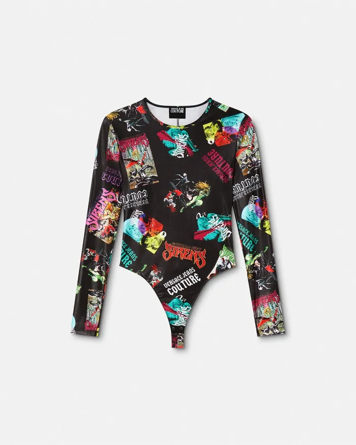 Versace Gotham City Sirens Bodysuit Blackprint Women Jeans Couture