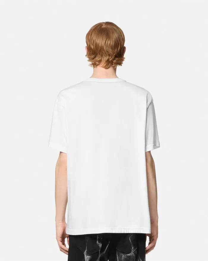 Versace Gothic VEmblem RegularFit TShirt Whiteprint Men Jeans Couture