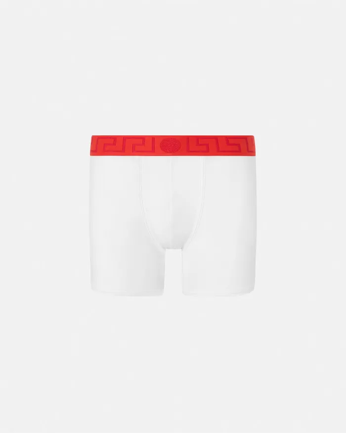 Versace Greca Border Long Trunks Redwhite Men Boxers