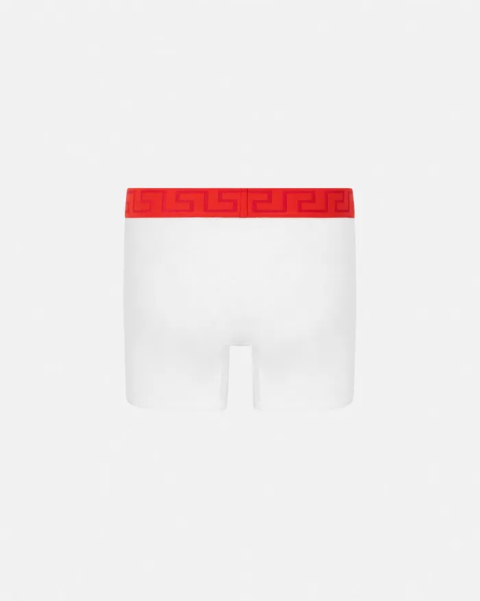 Versace Greca Border Long Trunks Redwhite Men Boxers