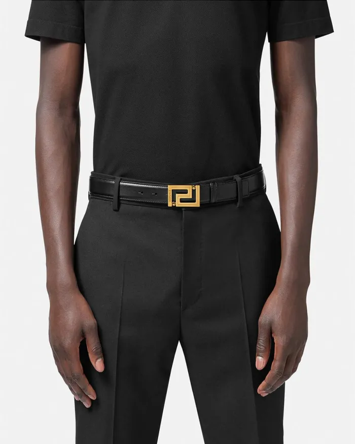 Versace Greca Leather Belt 3 Cm Blackgold Men Belts